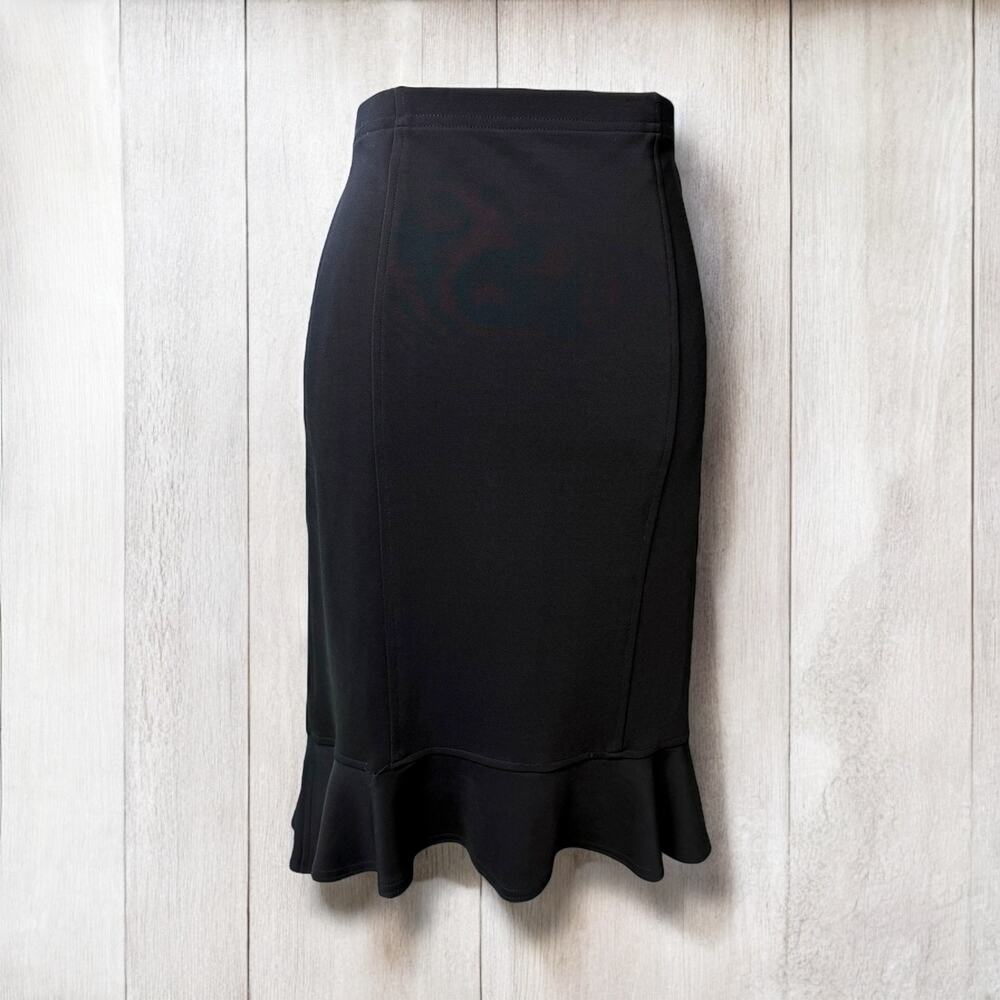 Tadashi Shoji Hi Lo Pull On Ruffle Hem Pencil Skirt EUC